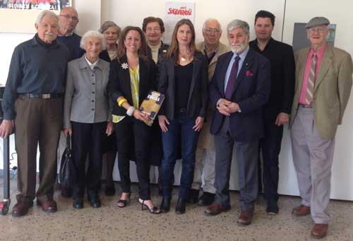 Clare with Barry Jones and descendants of participants in the Eureka Stockade at the Ballarat launch.